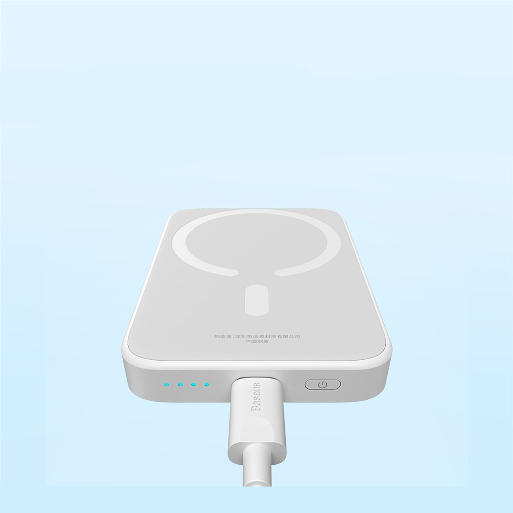 (20W) Mini 6000mAh Magnetische MagSafe USB C Powerbank Power Delivery Ladegerät inkl. USB C Ladekabel mit LED Anzeige - Weiss