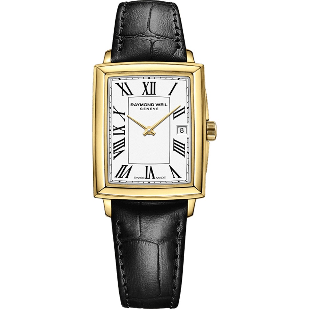 Raymond Weil Toccata Square Goldig / Leder schwarz
