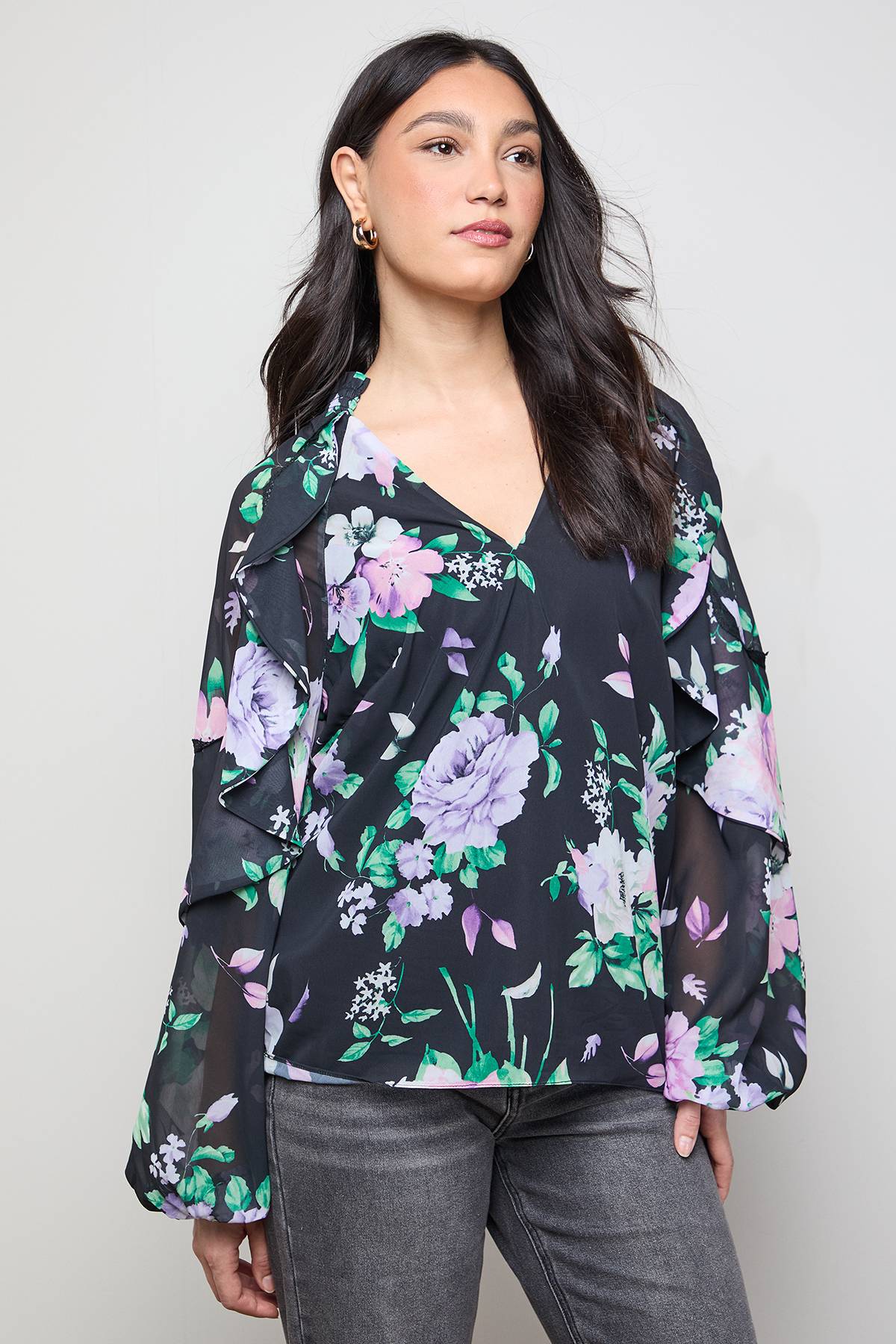 Oasis Blouse Bohème à Manches Ballon et Détail Cape