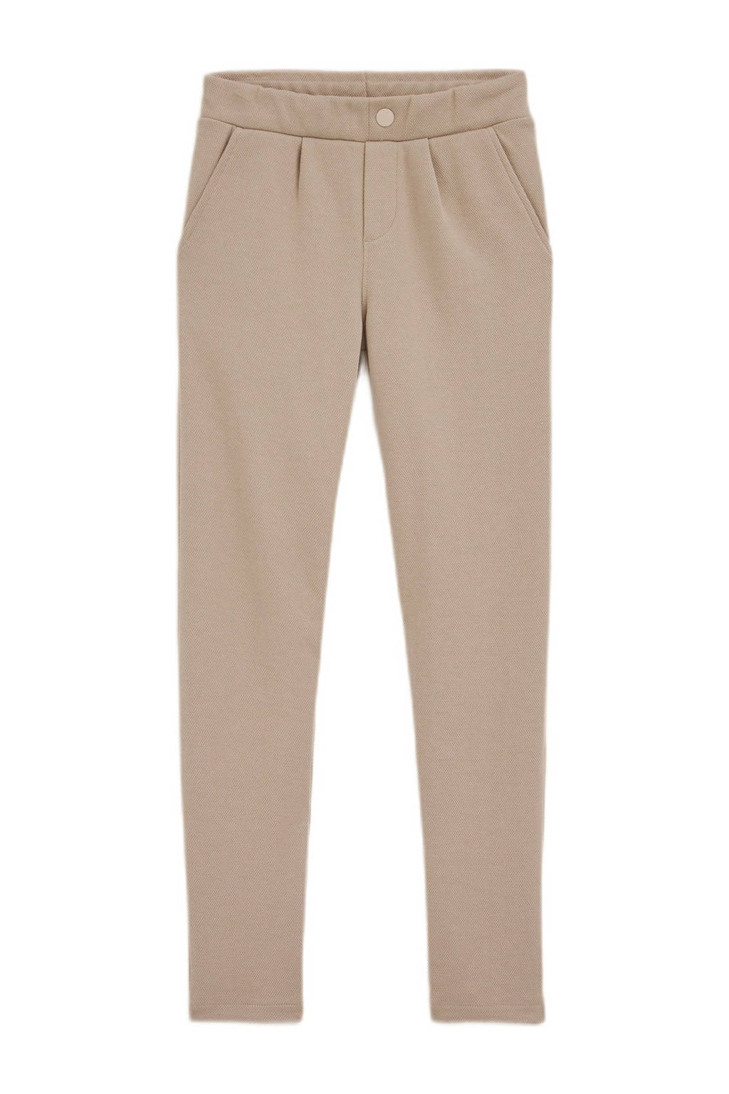 WE Fashion slim fit broek zand