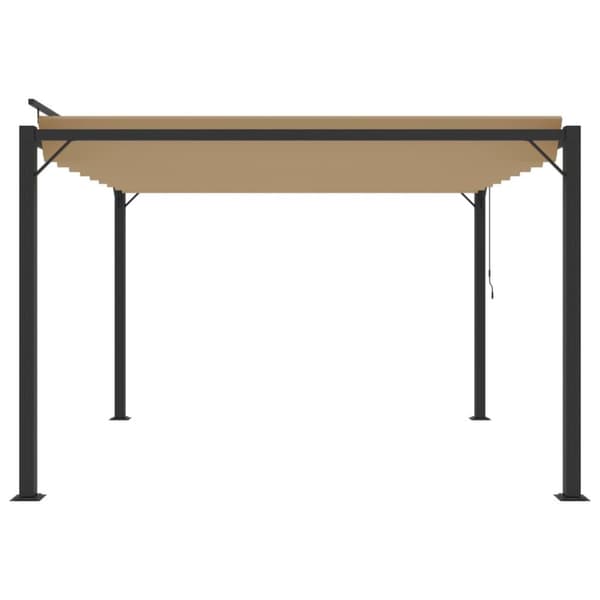 vidaXL Paviljong med lamelltak 3x3 m gråbrun stoff og aluminium