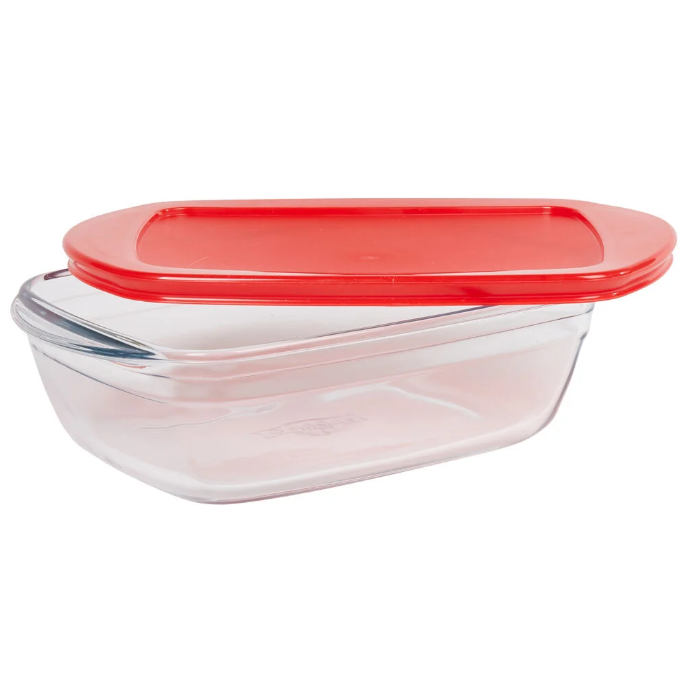 Plat à four rectangulaire en verre couvercle plastique