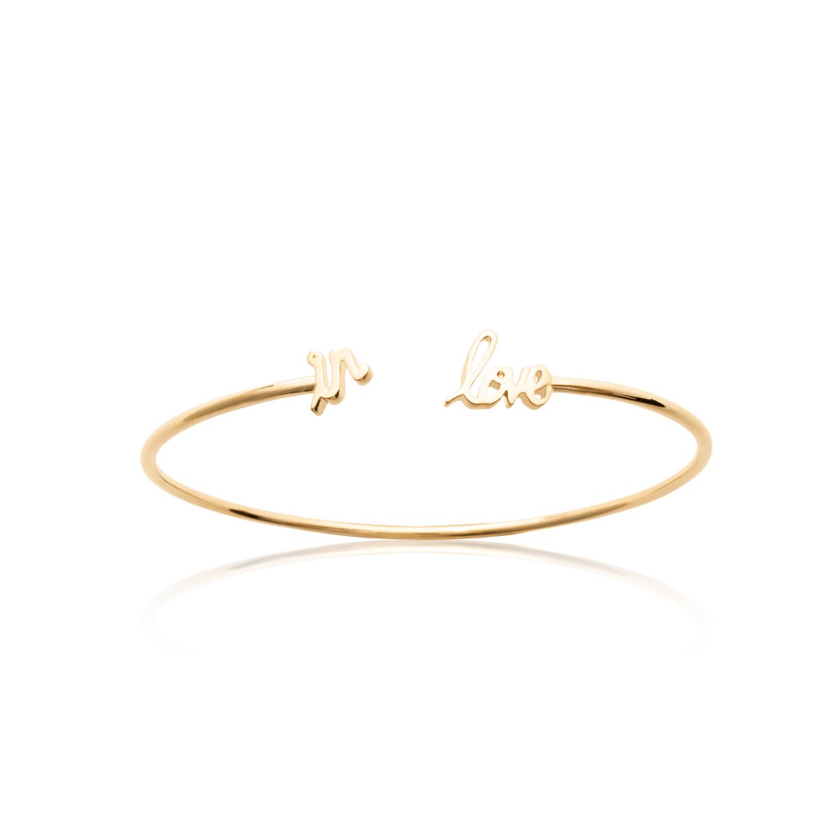 Bracelet jonc en argent ou plaqué or jaune IN LOVE - Lorenzo R