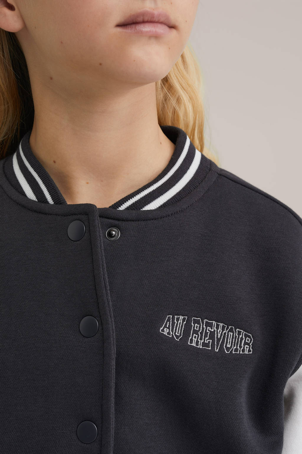 WE Fashion bomberjasje antraciet/wit