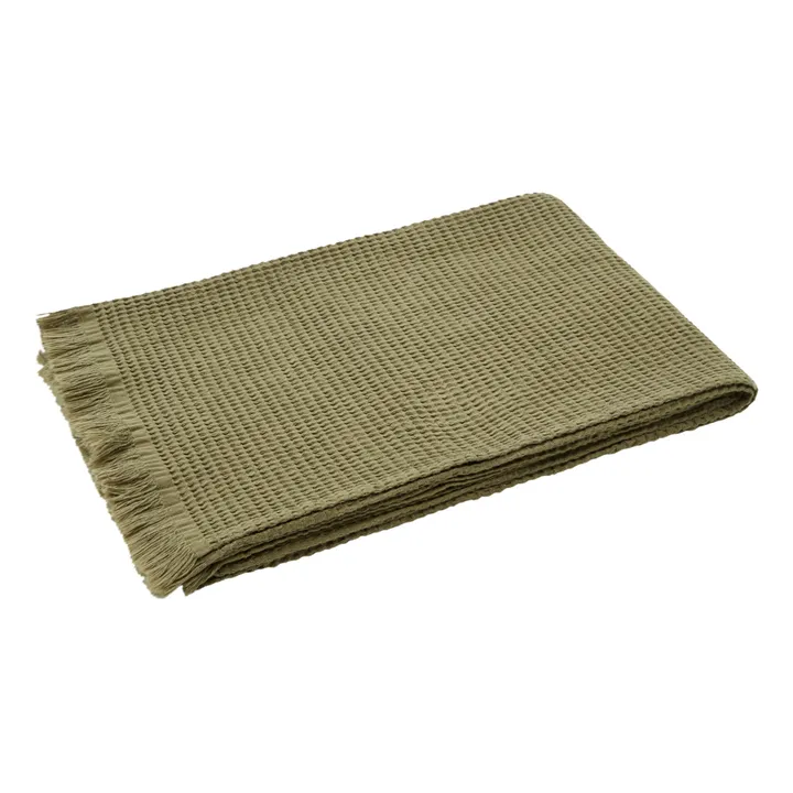 Haomy Drap de bain Timor en nid d'abeille | Vert kaki
