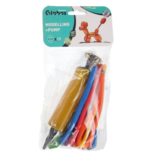 12 Modellierballons - inkl. Pumpe - 1 Set
