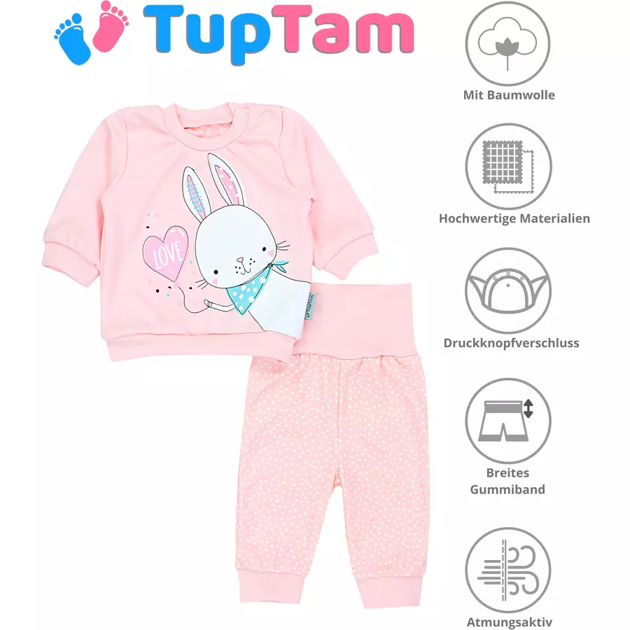 TupTam Baby Mädchen Langarmshirt Babyhose Outfit 2teilig apricot