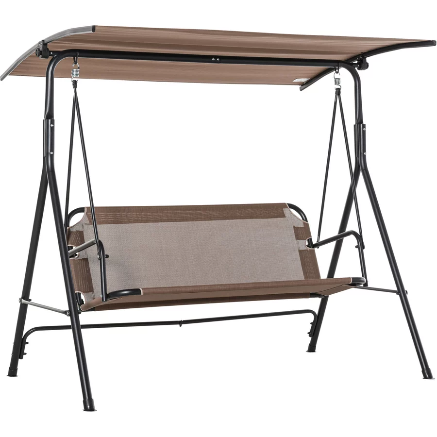 Outsunny 3- Sitzer Hollywoodschaukel mit Sonnendach braun
