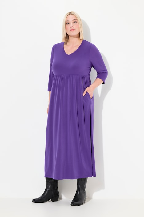 Jerseykleid, A-Linie, V-Ausschnitt, 3/4-Arm, Taschen