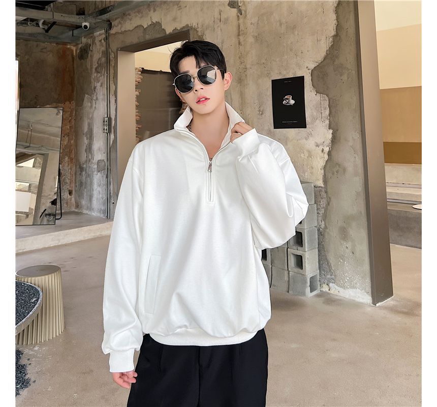 Patow - Sweatshirt met korte rits en mock-neck