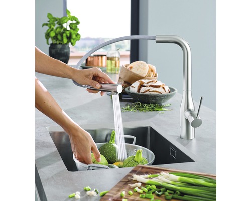 GROHE keukenkraan met handdouche ESSENCE supersteel mat 30270DC0