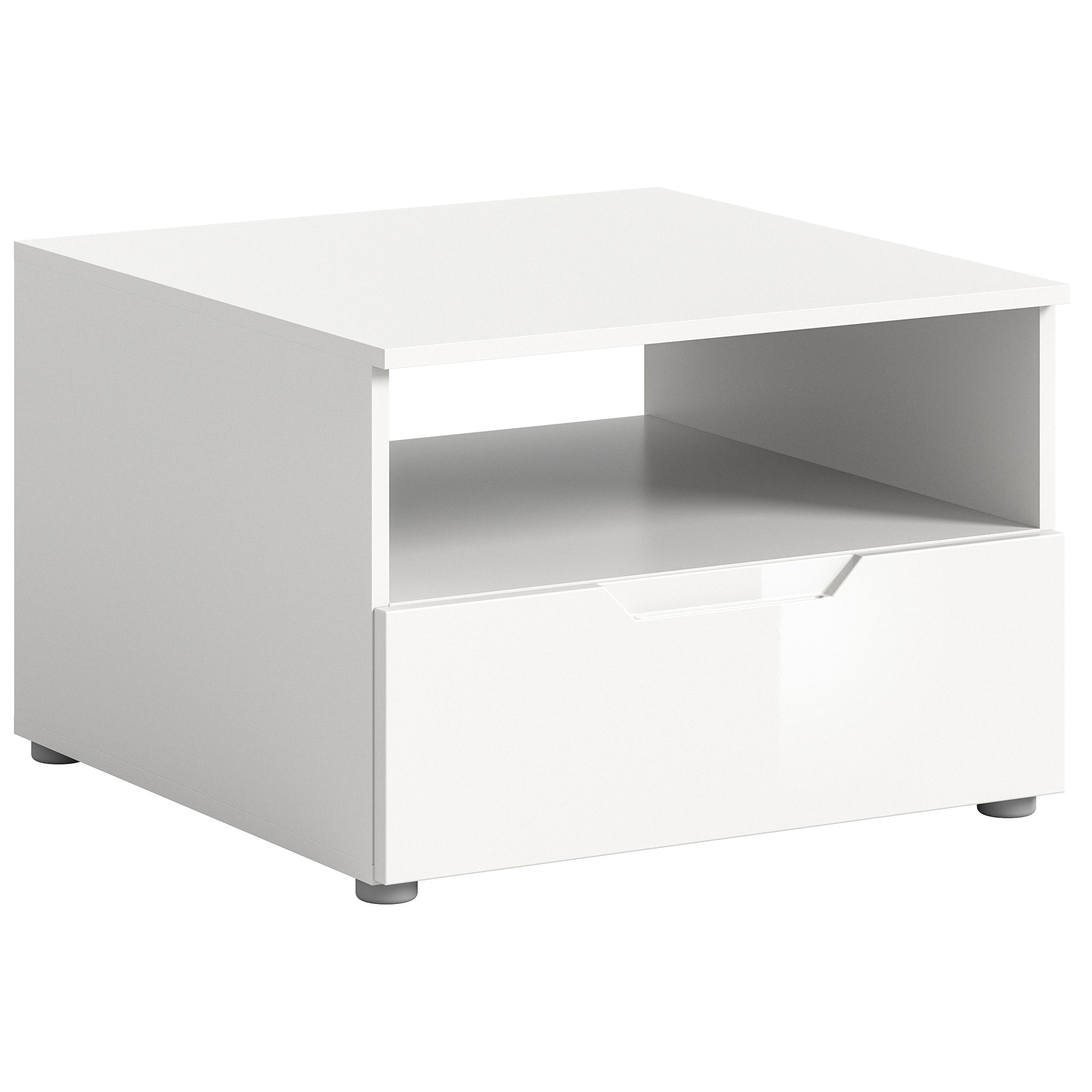 Couchtisch - weiß Hochglanz - mit Schubkasten - 66 cm