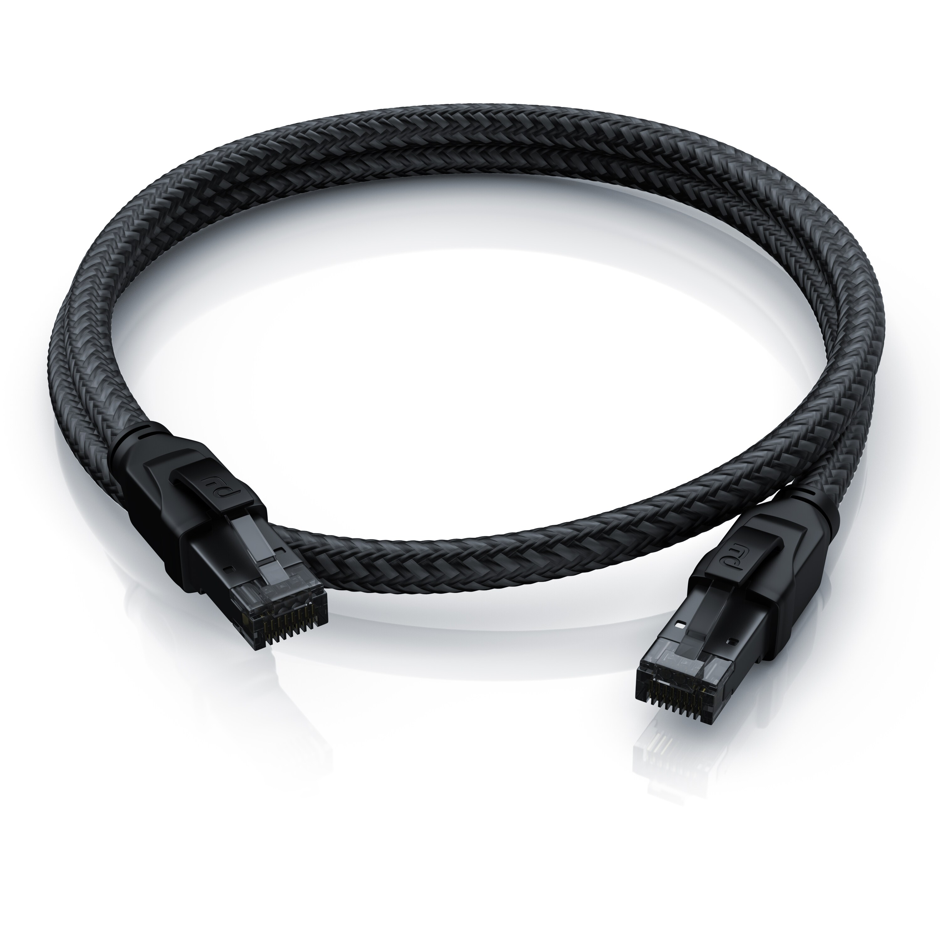 Primewire Patchkabel CAT 8 mit Baumwollummantelung, Gigabit Ethernet LAN Kabel - Black Series, 40 Gbit/s - S/FTP PIMF Schirmung, Netzwerkkabel - 5m