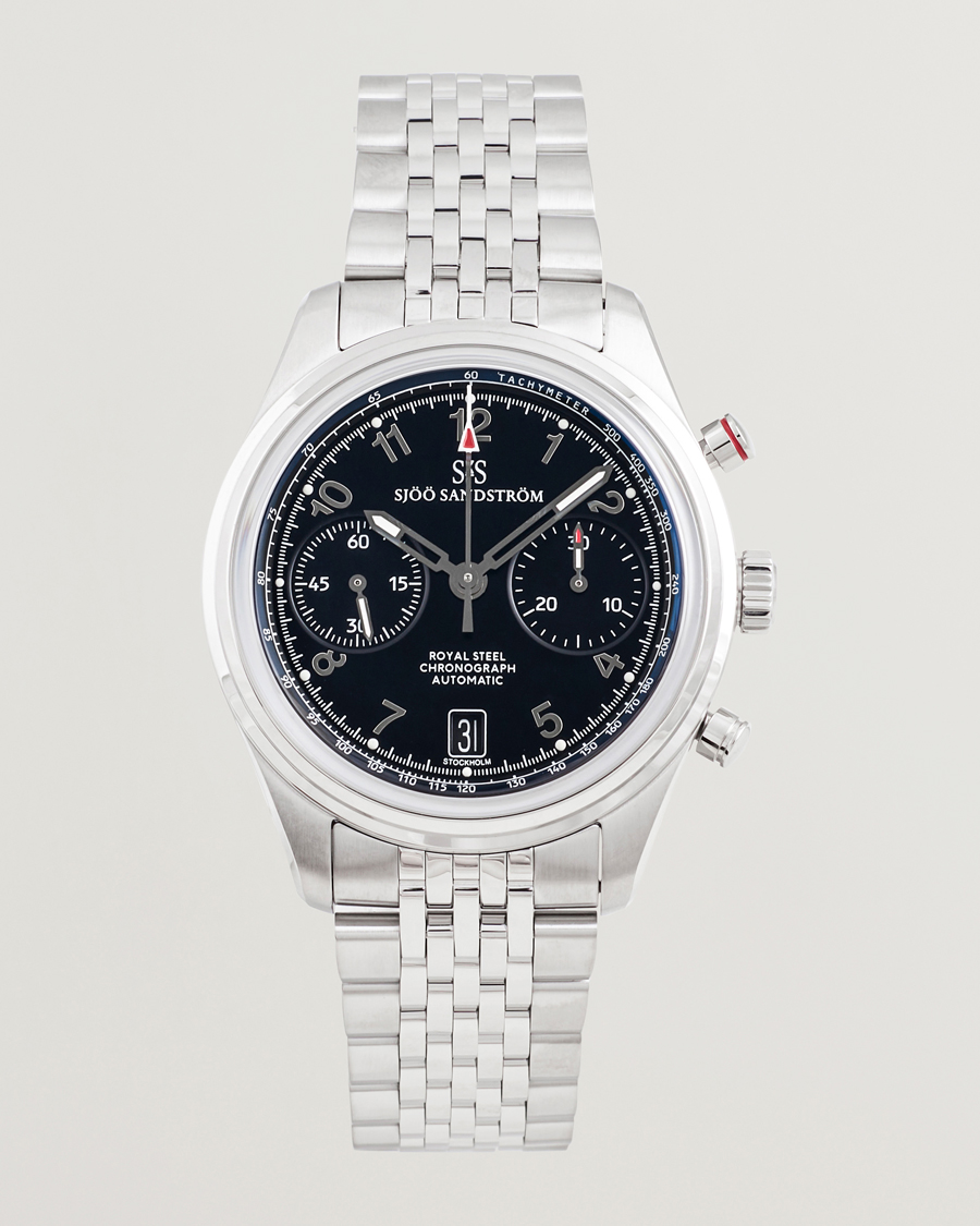 Sjöö Sandström Royal Steel Chronograph 40mm Black Dial