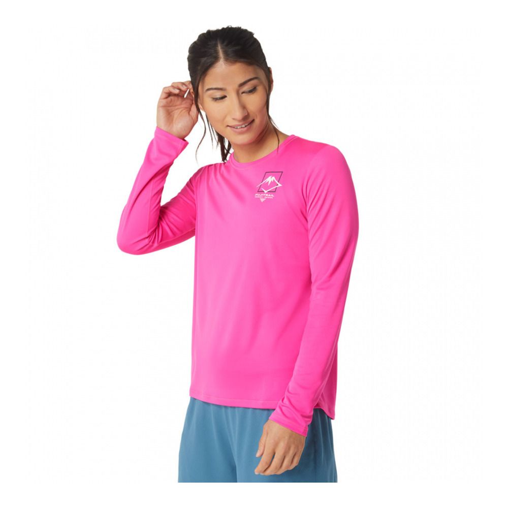 Asics FUJITRAIL LOGO - Tee-shirt Femme pink glo