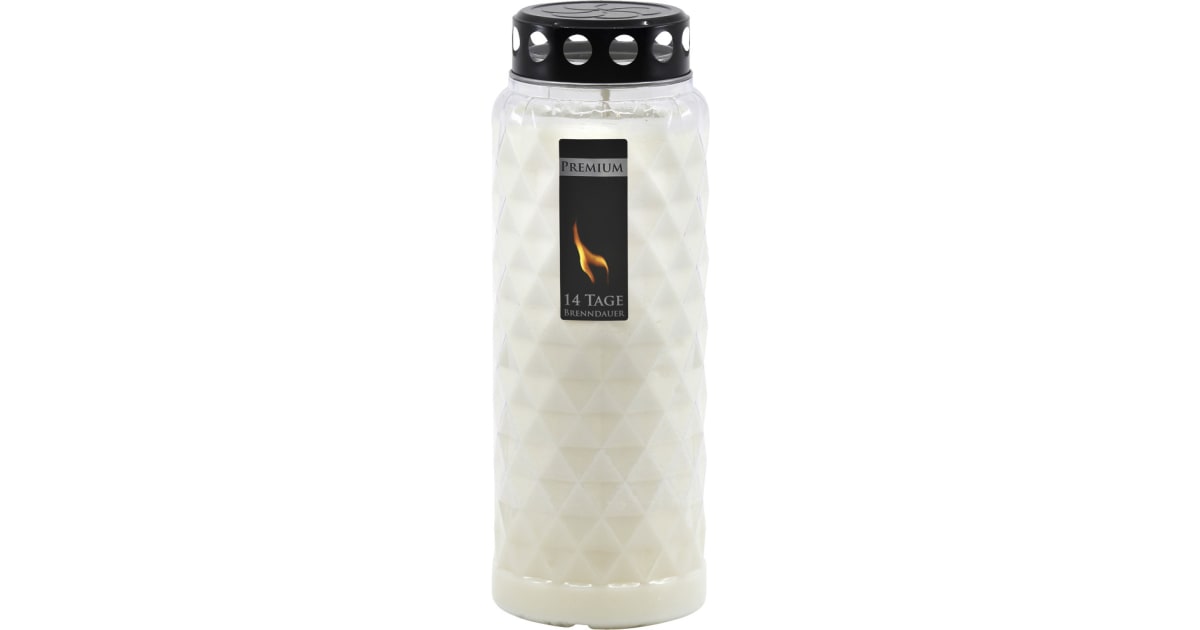 Grablicht Kristal Premium weiß