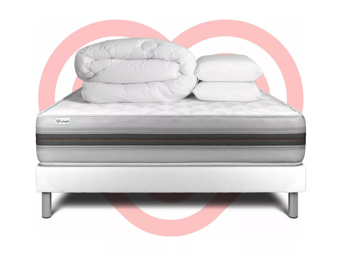 Pack prêt à dormir VITALMEMO BACK 160 x 200 cm sommier Kit blanc