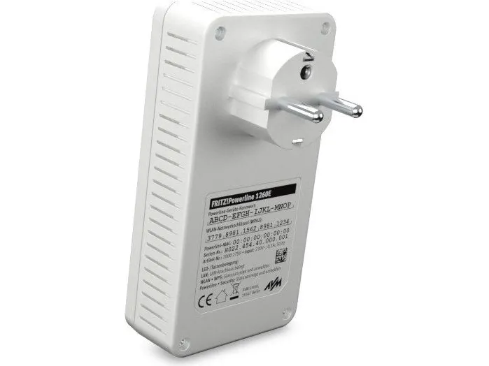 AVM FRITZ!Powerline 1260E - WLAN Set - powerline-adaptersæt 1GbE, HomePlug AV (HPAV) 2.0, IEEE 1901 - Wi-Fi 5 - Dual Band - kan sluttes til vægstik