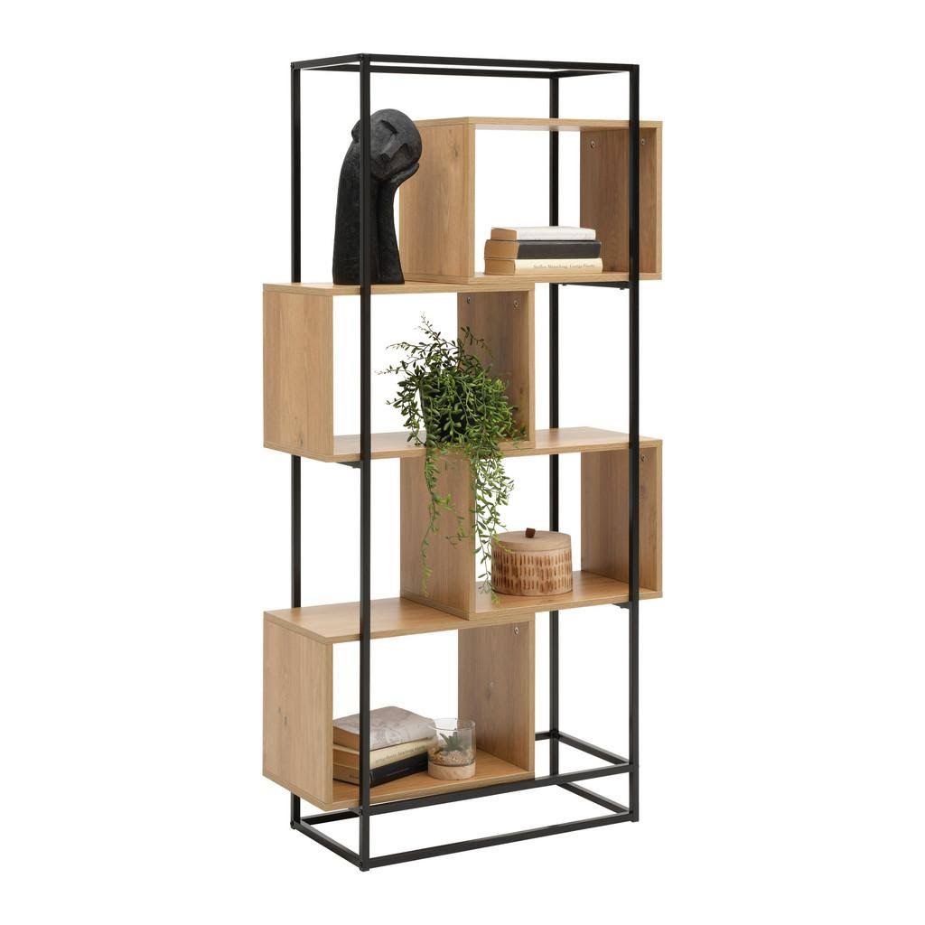 Regal Adrian Naturfarben/Schwarz 160x80x33,2 cm