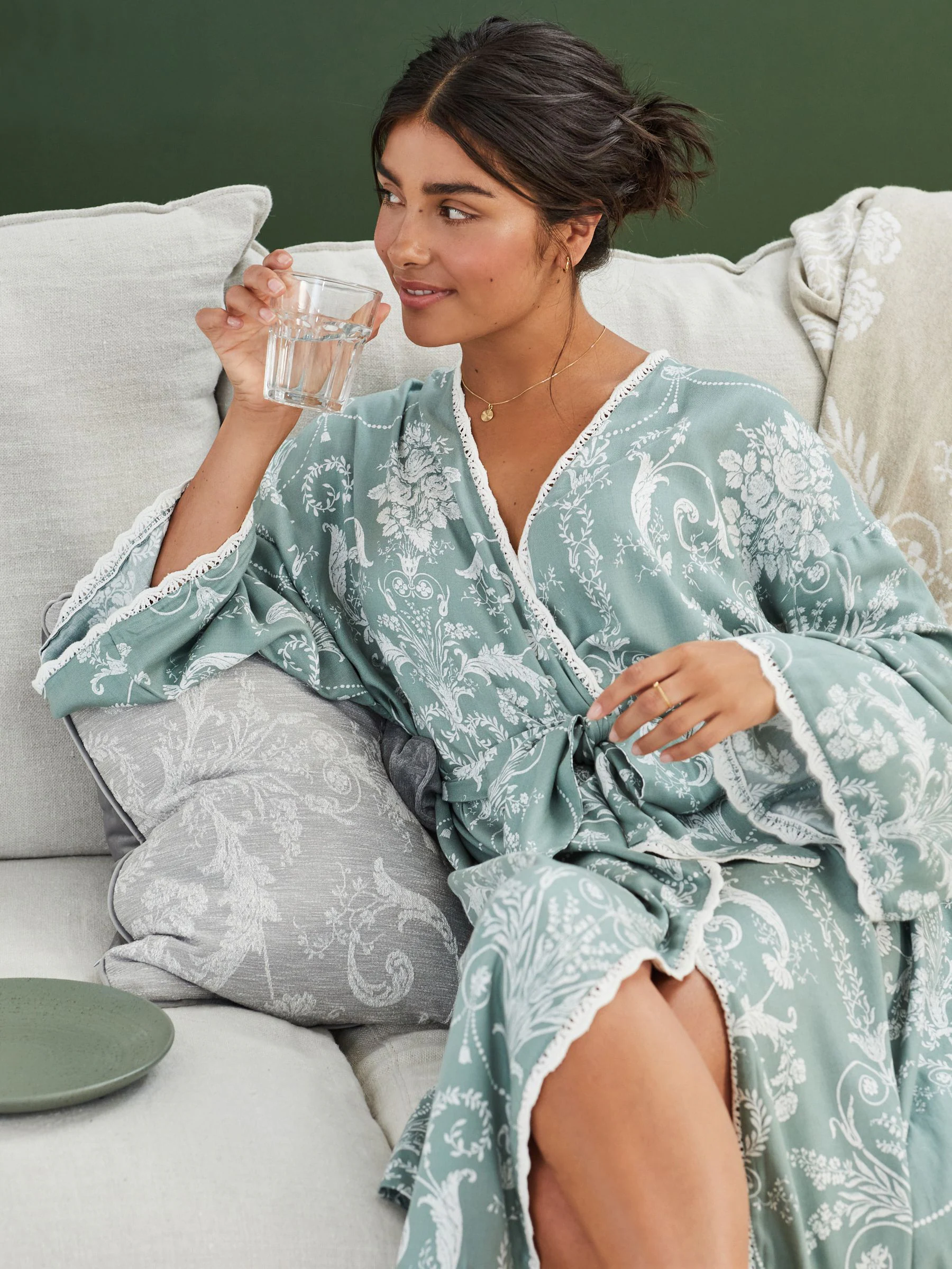 Groen - Laura Ashley Josette badjas