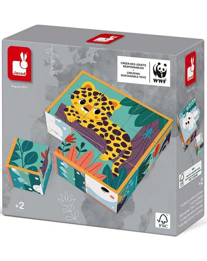 Janod-WWF® Motivwürfel TIERE 9-teilig