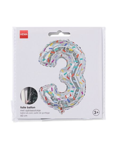 ballon alu chiffre 3 confetti XL
