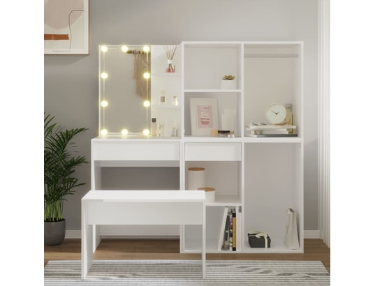 VIDAXL - Ensemble coiffeuse Ensemble de coiffeuse avec led blanc bois d'ingénierie