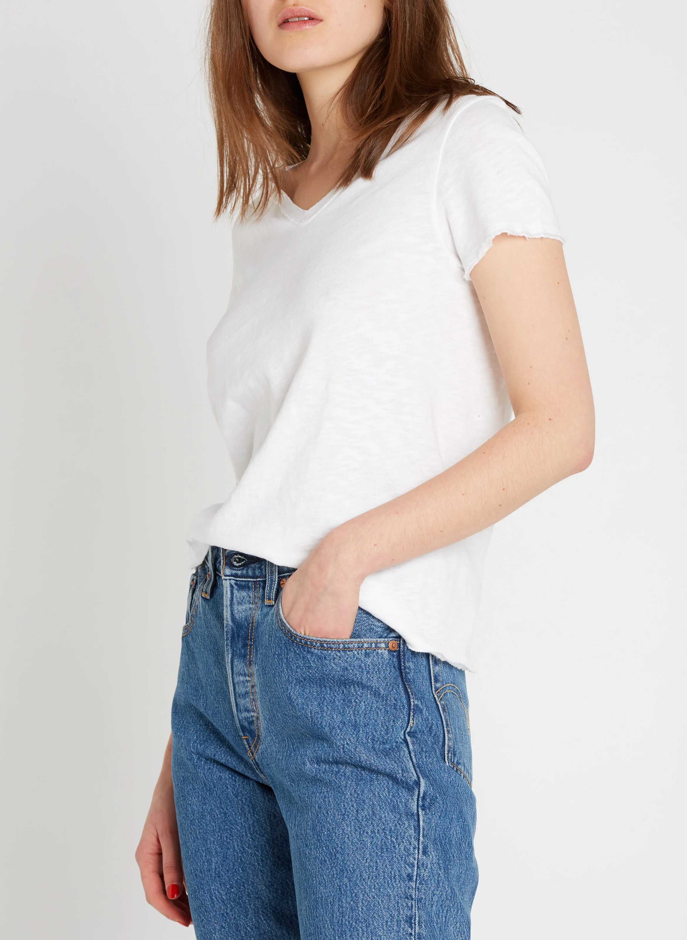 SONOMA - Tee-shirt col V en coton | Blanc