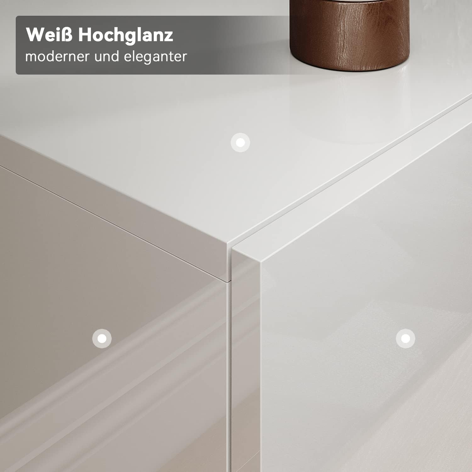 SONNI TV-Schrank Modern 160cm, Lowboard Hochglanz Weiß Hängend/Stehend, TV-Regal mit 2 Schublade, 2 Türen, Griffloses, Fernsehtisch für Fernseher bis 65 Zoll Wohnzimmer & Schlafzimmer, 160x40x30cm.