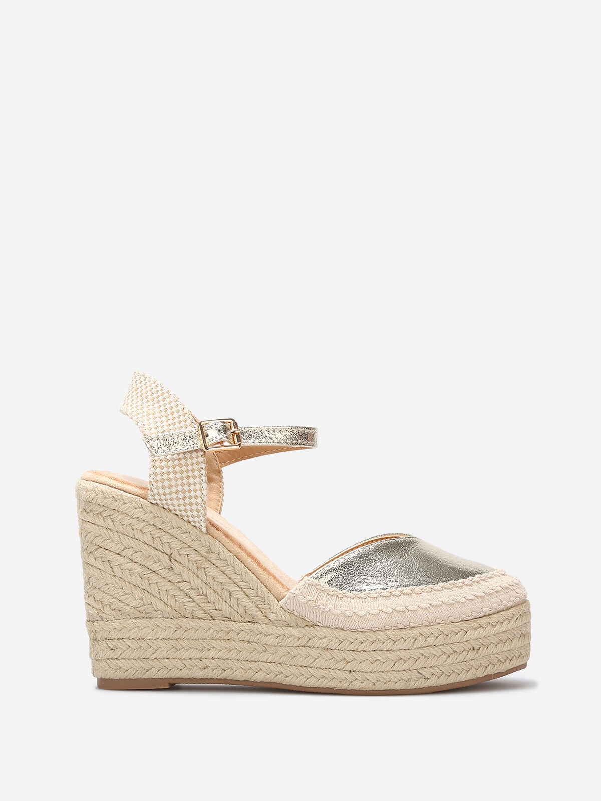 Espadrilles compensées à bride- Doré
