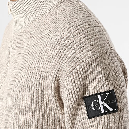 Pull Col Zippé 1688 Beige Chiné