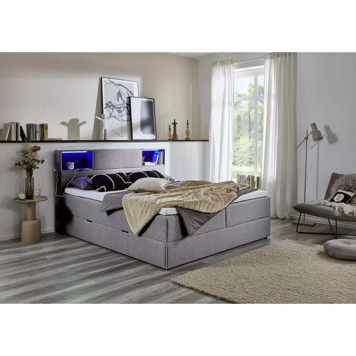 Boxspringbett Caja 180x200 Hellgrau