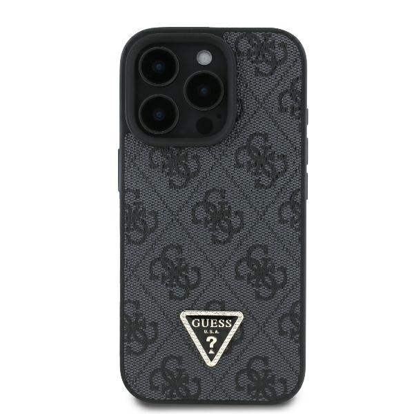 iPhone 16 Pro Leder Hardcase Hülle 4G Triangle Strass (GUHCP16LP4TDPK) - Schwarz