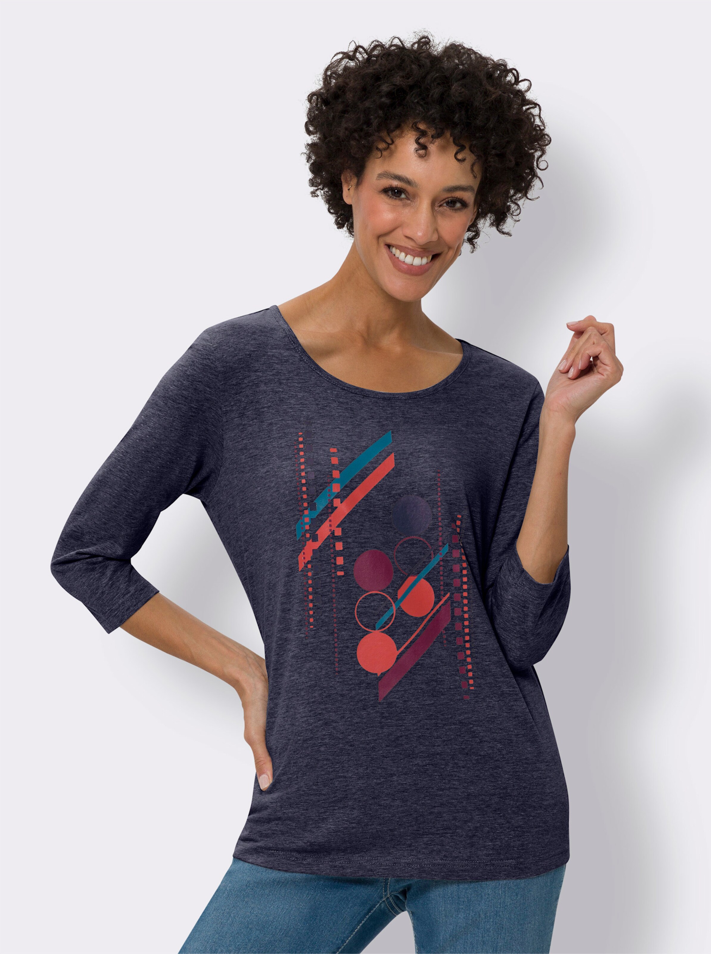 34-Arm-Shirt mit Grafik-Motiv