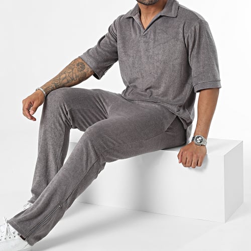 Ensemble Polo Manches Courtes Et Pantalon Jogging Gris