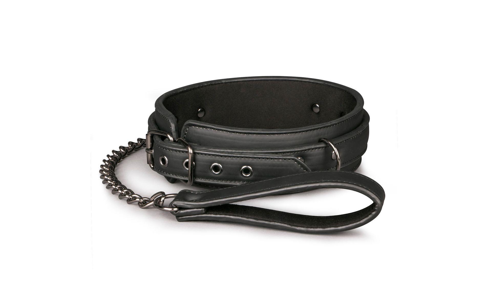 Fetisch Halsband mit Leine SchwarzHochwertiges Bondage-Halsband