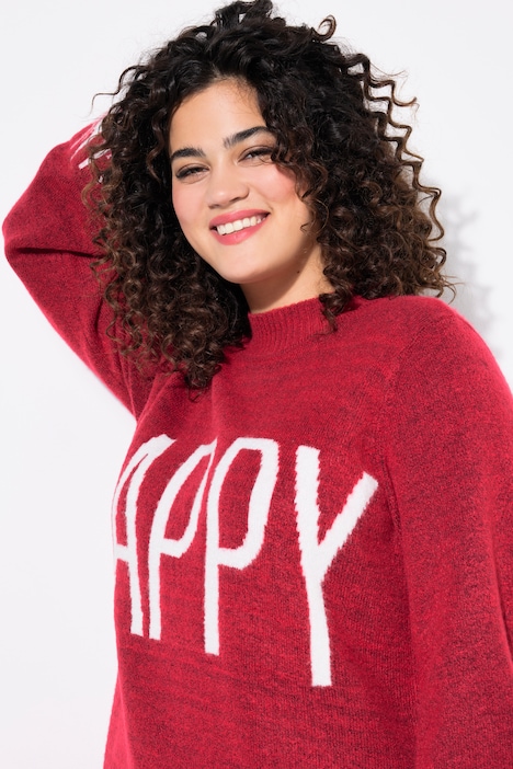 Pullover, HAPPY-Statement, Ballon-Langarm