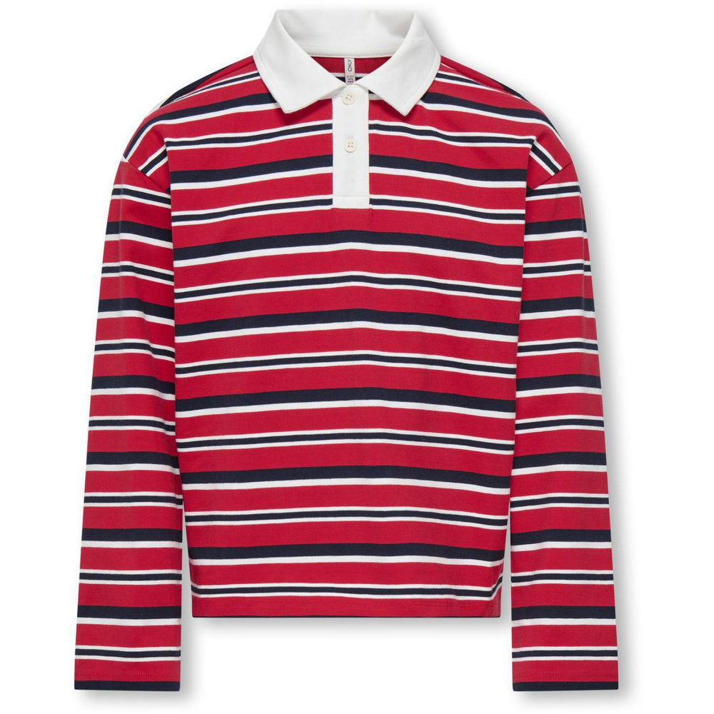 Køb kids ONLY Salsa Night Sky/Cloud Dancer Kogruby Life L/S Boxy Polo Skjorte Jrs