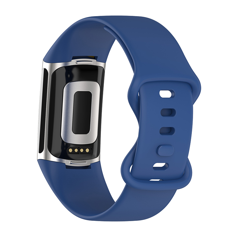 (Gr. S) Fitbit Charge 6 / 5 Silikon Armband (Gelenkumfang 156 - 198mm) - Dunkelblau
