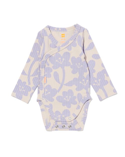 body croisé évolutif côtelé nouveau-né avec bambou stretch fleurs sable