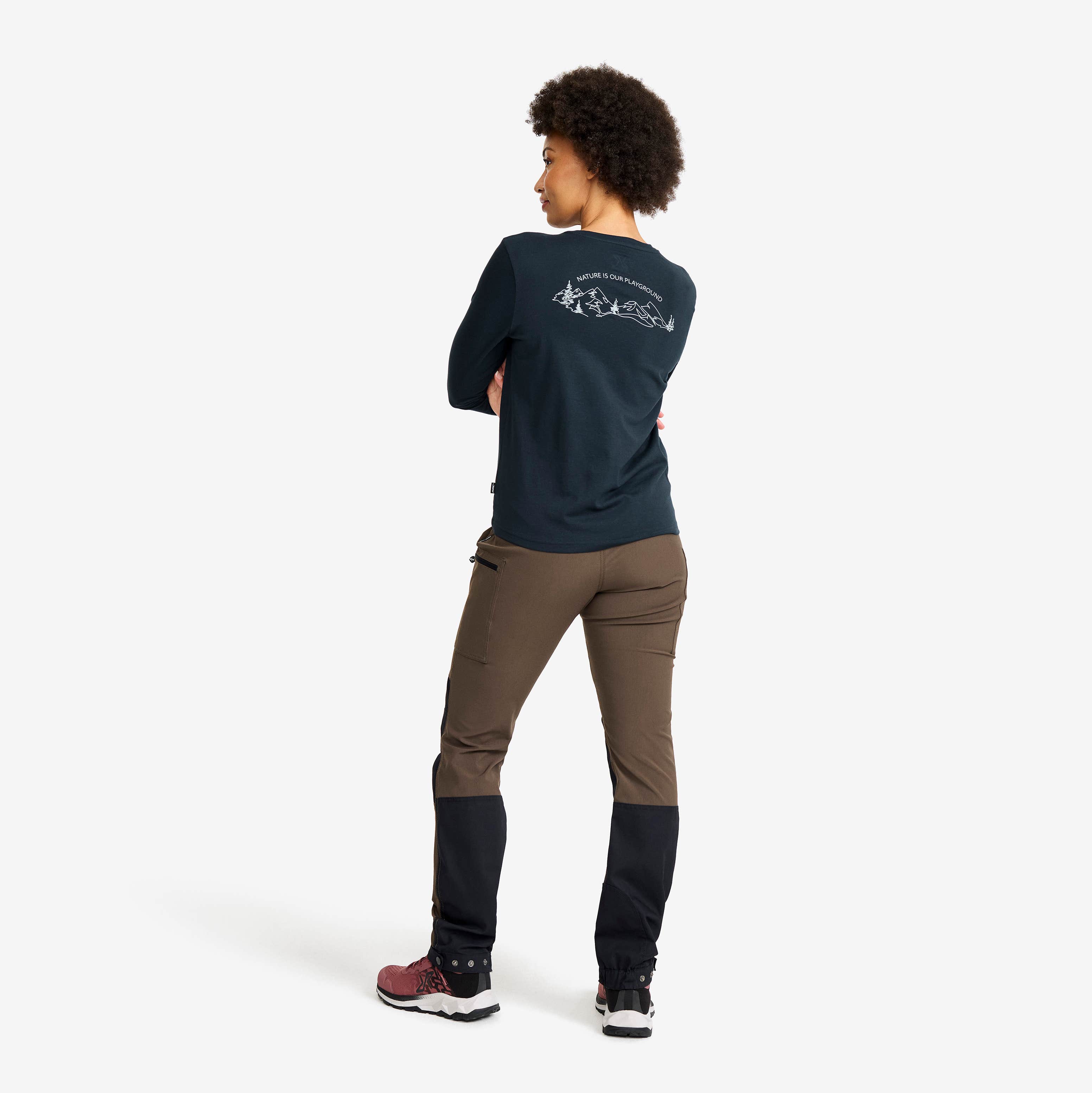 Easy Graphic Landscape Lines Long-sleeved T-shirt Dame Blueberry