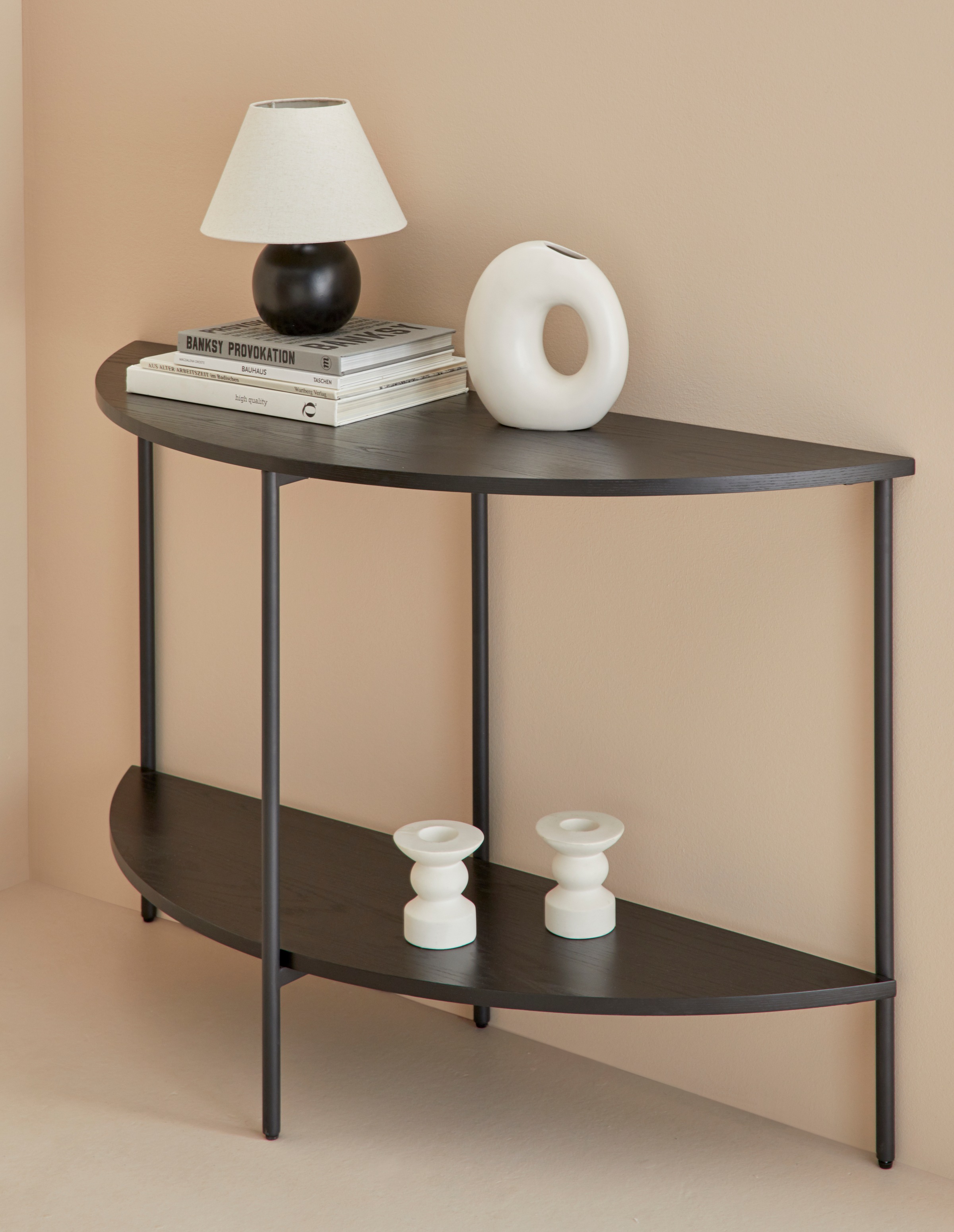 LeGer Home by Lena Gercke Konsolentisch »Leonore, TOPSELLER!, OTTOs Choice« aus massivem Eschenholzfurnier, pulverbeschichtetes Metallgestell