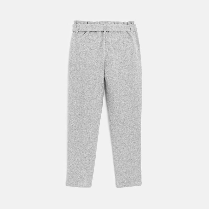 Pantalon chino ceinturé gris fille