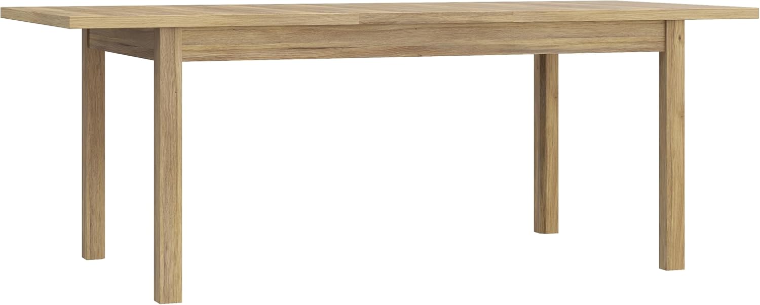 Forte Saitama Esstisch 160, moderner Esszimmertisch, ausziehbar, Holzwerkstoff, Mauvella Eiche Holzdekor, 160,4 cm (207 cm) breit x 76,6 cm hoch x 90 cm tief