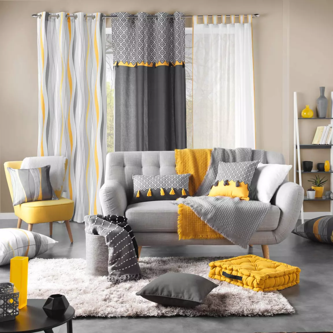 Rideau coton (140 x 240 cm) Neo Casa Gris