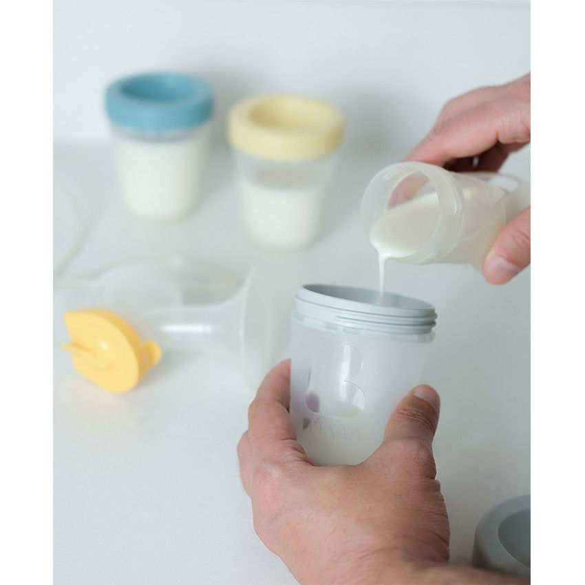 Set de 3 pots de conservation en silicone 200 ml - Jungle - Ecru