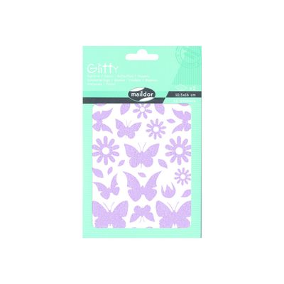 Maildor - 2 feuilles gommettes fleurs - violet