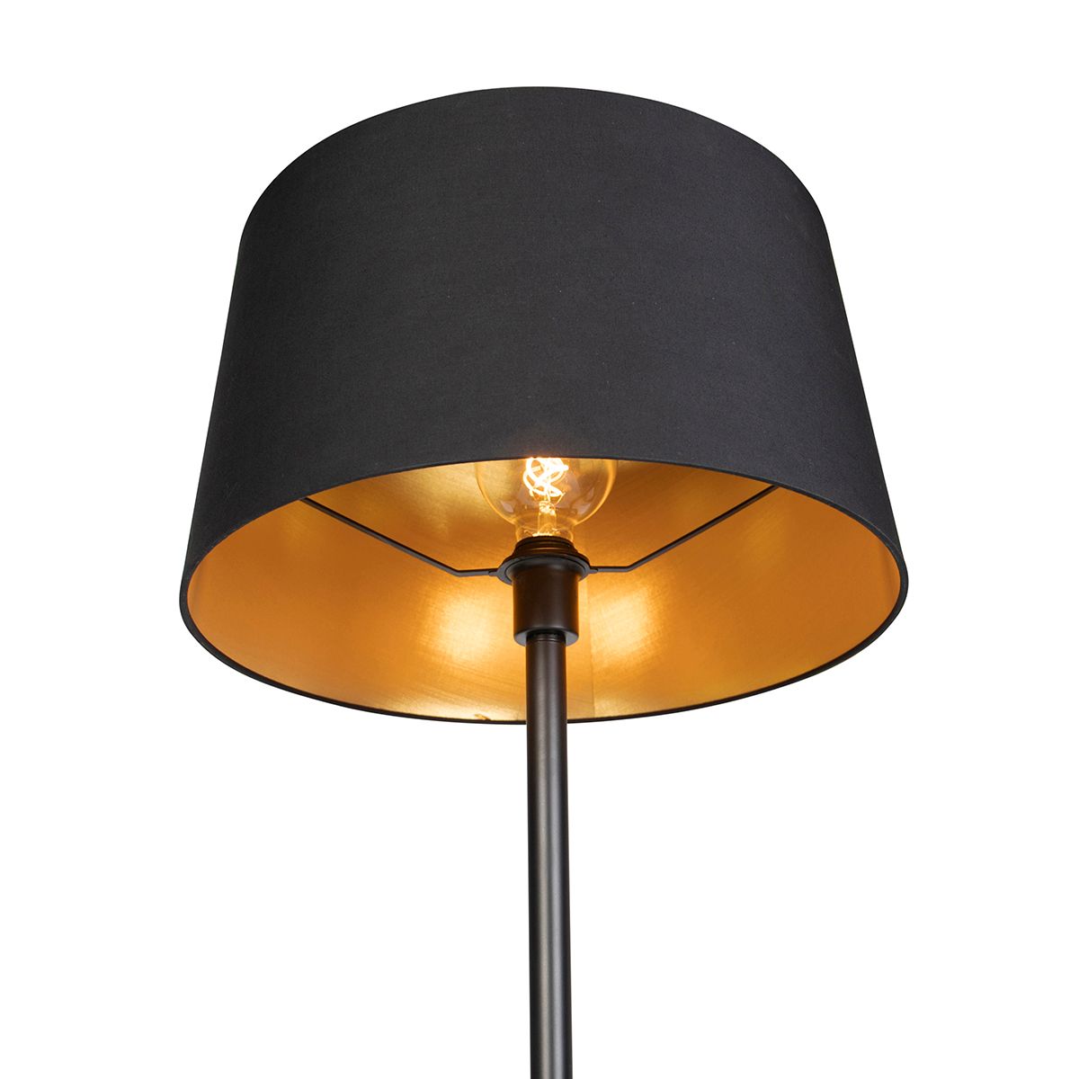 Smart vloerlamp zwart met zwarte kap 45 cm incl. Wifi A60 - Simplo