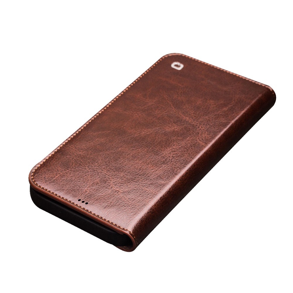 iPhone 12 / iPhone 12 Pro Echtleder Tasche Flip Cover mit Kartenfächer - Braun