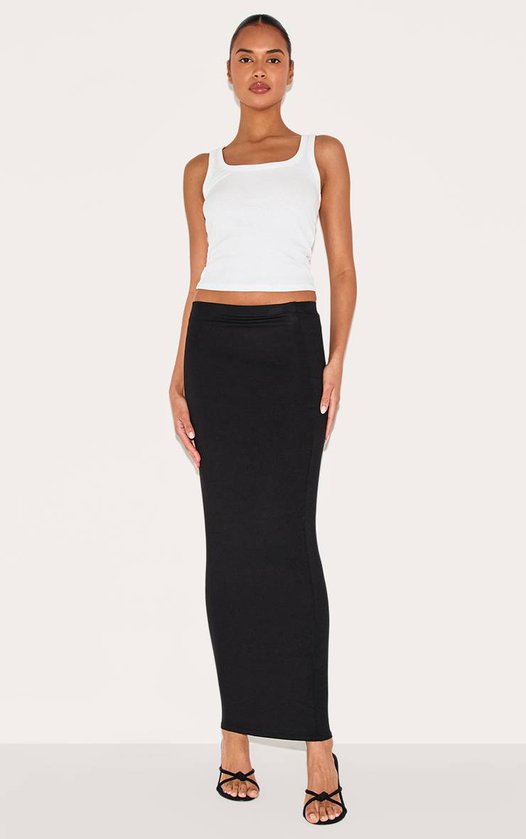 Noir Jupe Longue Taille Basse En Jersey